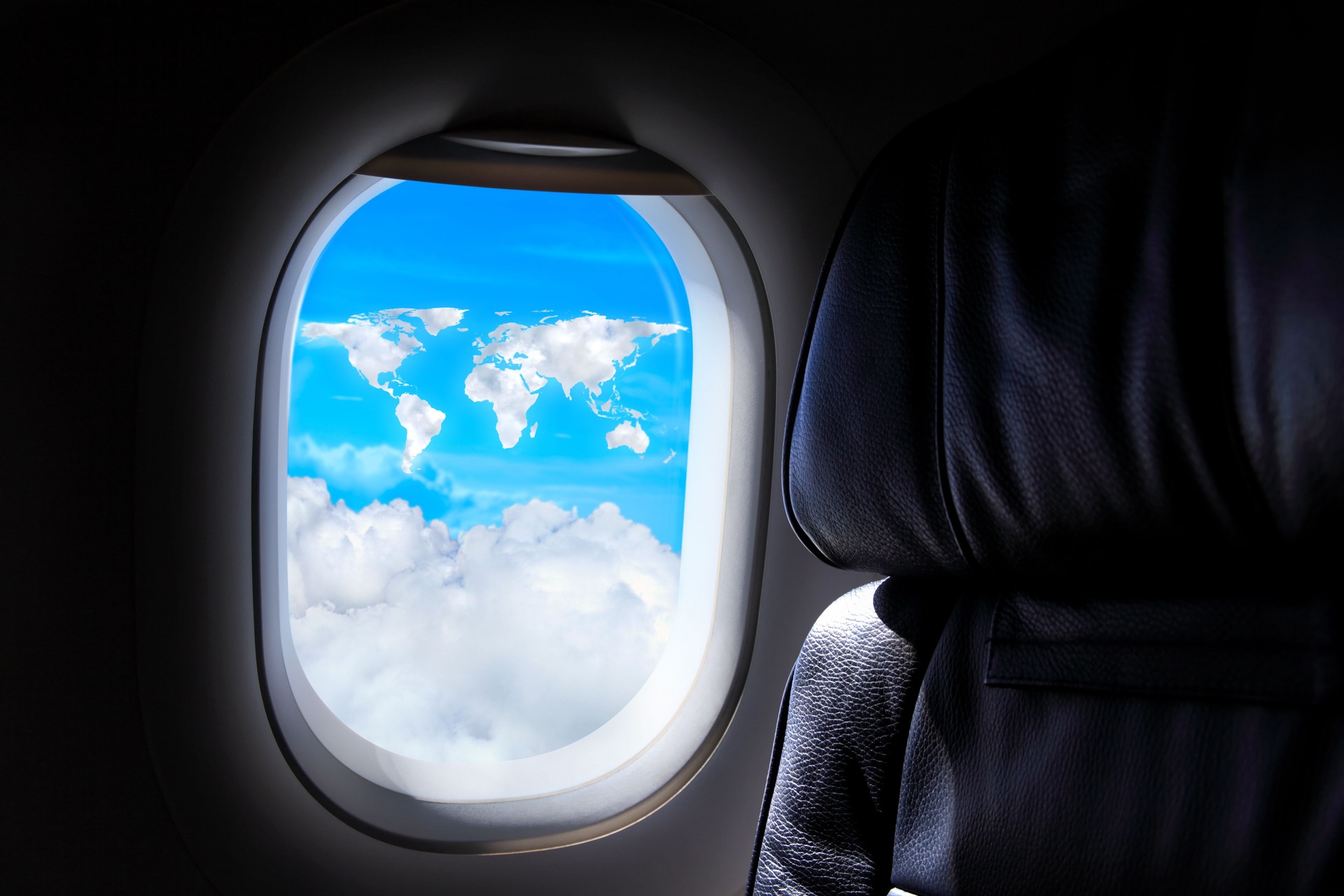 Global transportation concept of airplane window